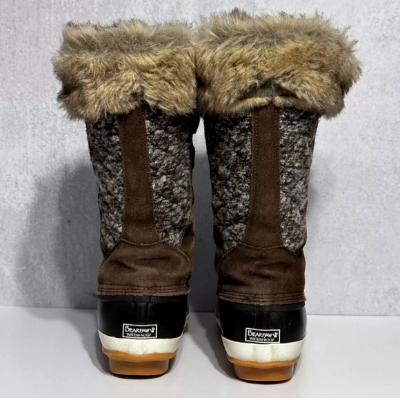 BEARPAW 🐻Womens Suede Earth Lace Up Rory Faux Fur Collar Boots Waterproof Siz10 - Picture 7 of 11